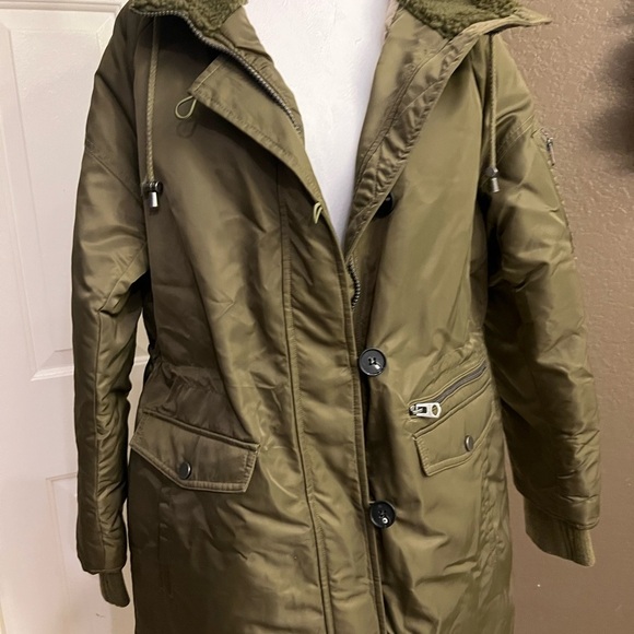 LUCKY BRAND Olive Hooded Women's Jacket SIZE L - Picture 2 of 6